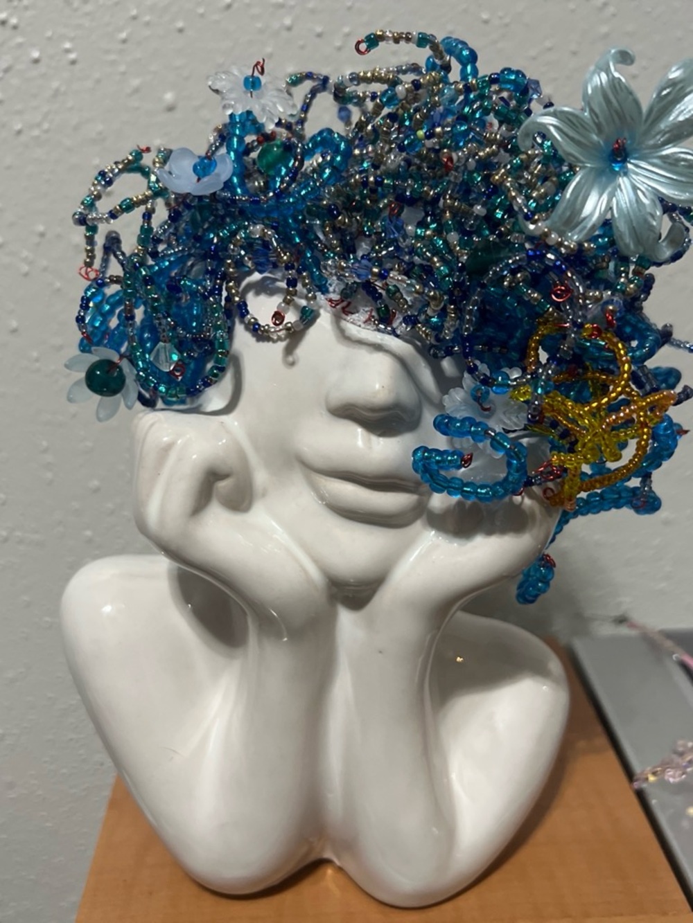 Handcrafted Blue Beaded Hairpiece - Women Accessories
